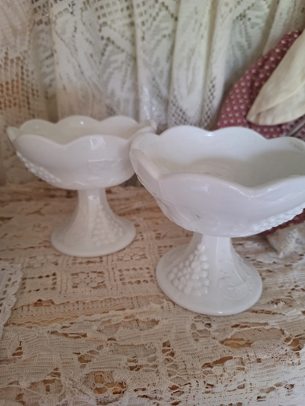 Indiana Glass White Milk Glass Pedestal Candle Pair